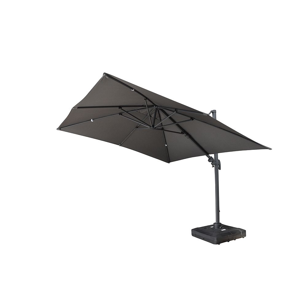 Velago 10 Ft Sabia Square Cantilever Umbrella With Fillable Base In Dark Grey The Home Depot Canada