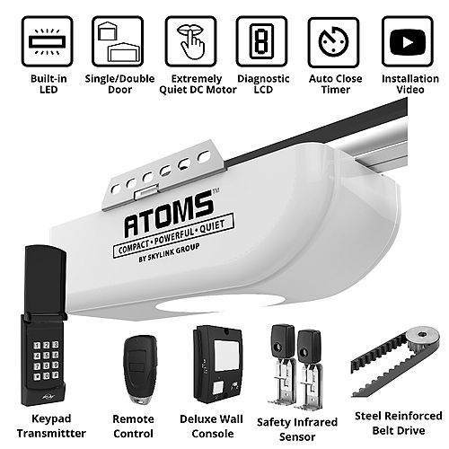 ATOMS ATR-1612BK 1/2 HPf Belt Drive Garage Door Opener