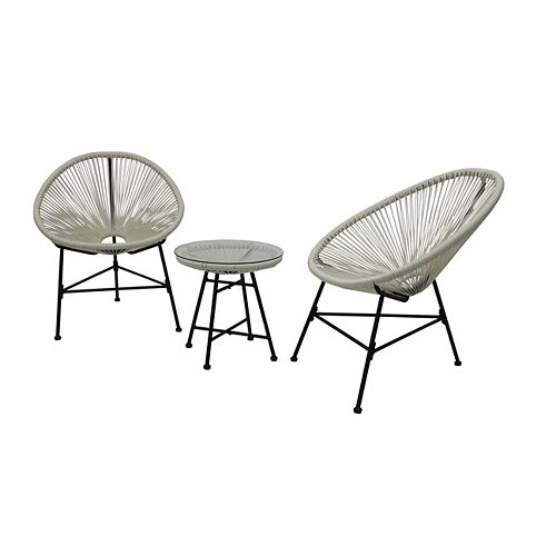 Retro Design 3-Piece Acapulco White Patio Bistro Set