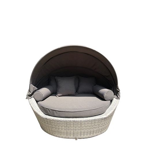 Sogno Light Grey All-Weather Wicker Patio Canopy Daybed