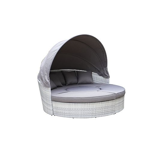 Sogno XL Light Grey All-Weather Wicker Patio Canopy Daybed