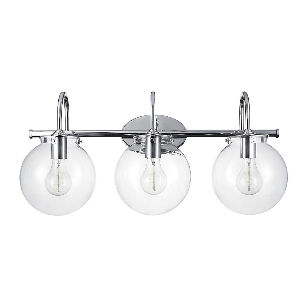 Globe Electric Milan 3Light Chrome Vanity Light with Clear Glass