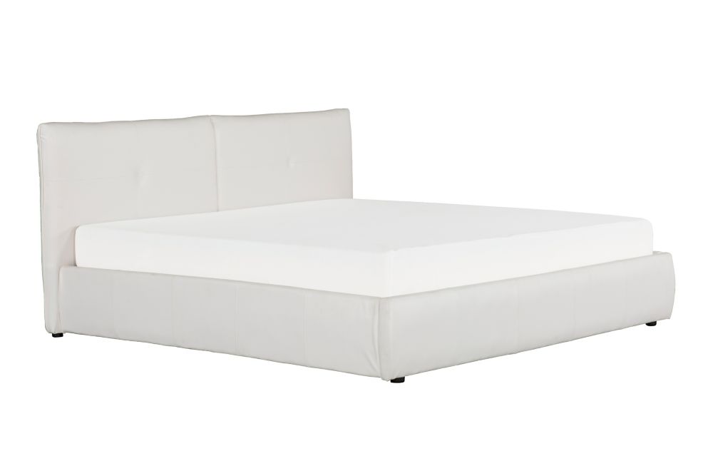 PRIMO Saige White Upholstered Bed with Gas Lift, King The Home Depot