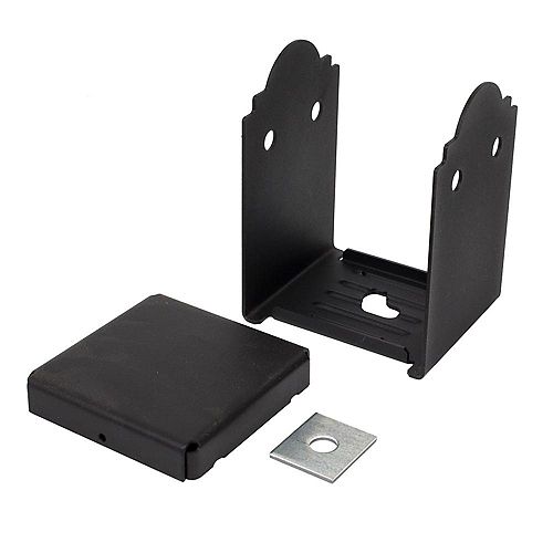 Outdoor Accents ZMAX Galvanized, Black Powder-Coated Post Base for 6x6 Rough