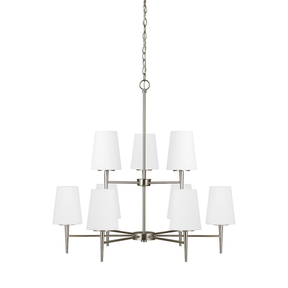 Sea Gull Lighting Driscoll 9Light Brushed Nickel Chandelier with Cased