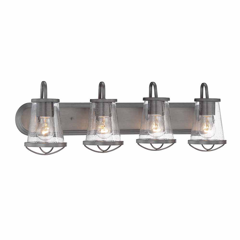 Designers Fountain 4 Light Incandescent Bath Vanity Light Fixture In Weathered Iron The Home Depot Canada