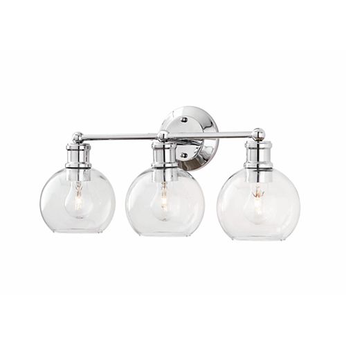 3-Light Vanity Light with Clear Glass Sphere Shade