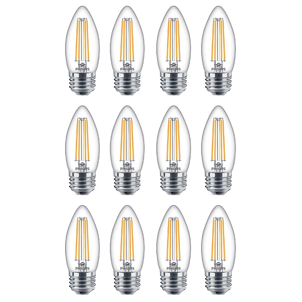 Philips 40W Equivalent Soft White Glass (2700K) Chandelier Medium Base