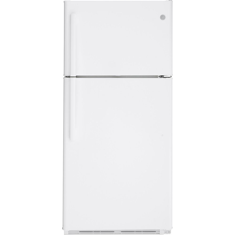 Ge 30 Inch W 18 Cu Ft Top Mount No Frost Refrigerator In White The Home Depot Canada