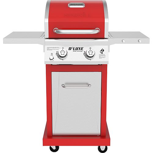 DeLuxe 2-Burner Propane Gas Grill in Red