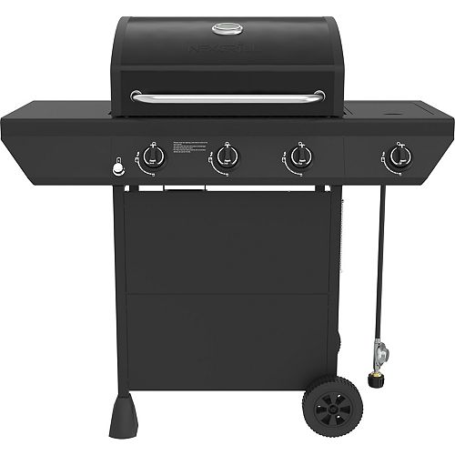 3-Burner Propane Gas Grill in Black with Side Burner