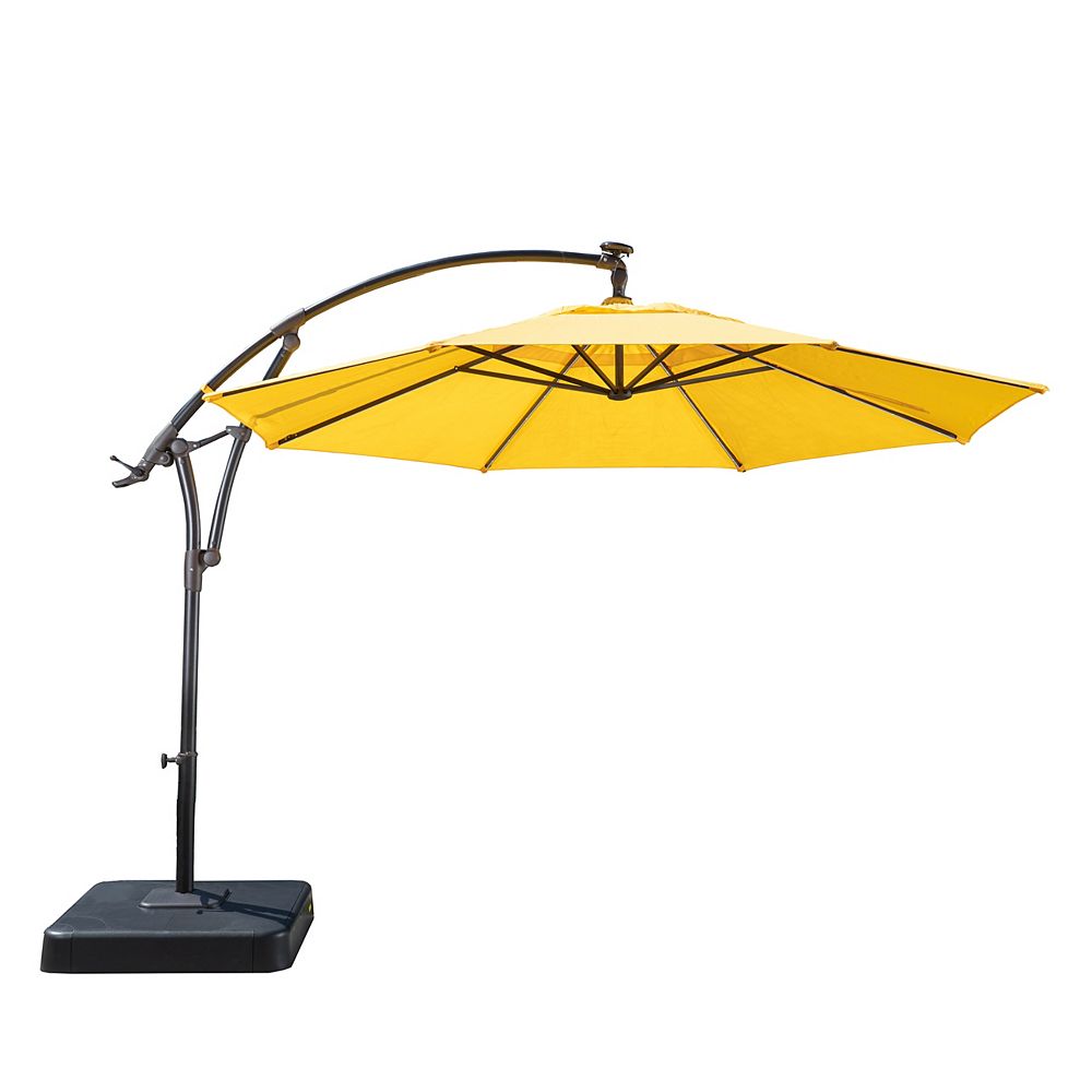 Hampton Bay 11 Ft Lightbar Offset Solar Patio Umbrella In Daffodil Yellow The Home Depot Canada Hampton Bay 11 Ft Lightbar Offset, Best Solar Patio Umbrella Lights Home Depot