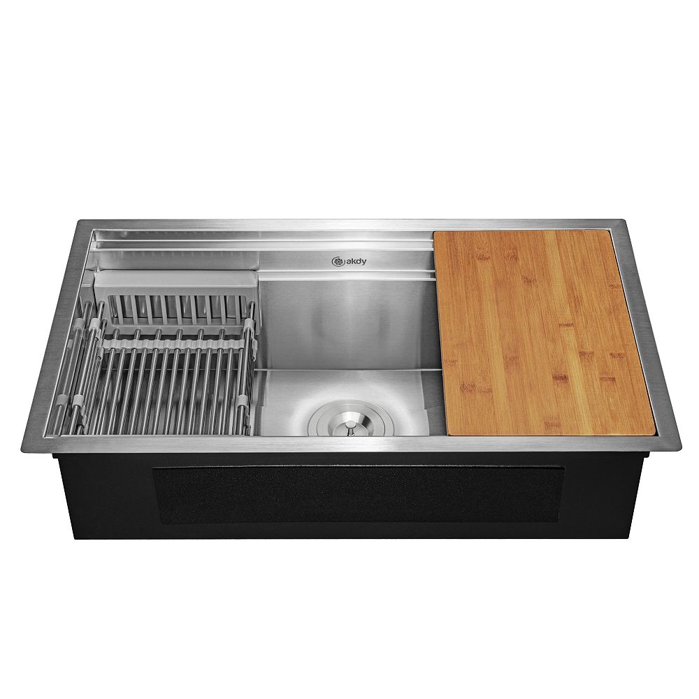 Akdy Handcrafted Under Mount 33 Inch X22 Inch X9 Inch Single Bowl Kitchen Sink In Stainle The Home Depot Canada