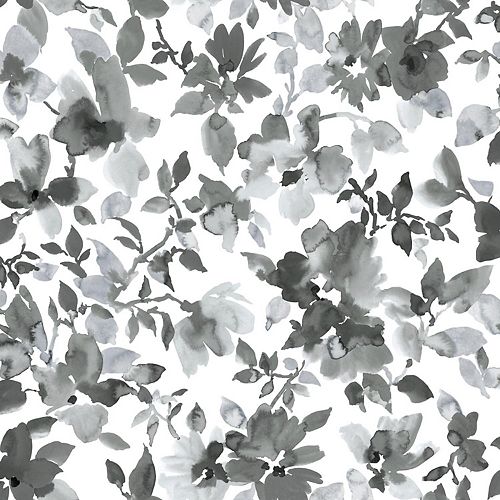 BLACK WATERCOLOR FLORAL PEEL & STICK WALLPAPER