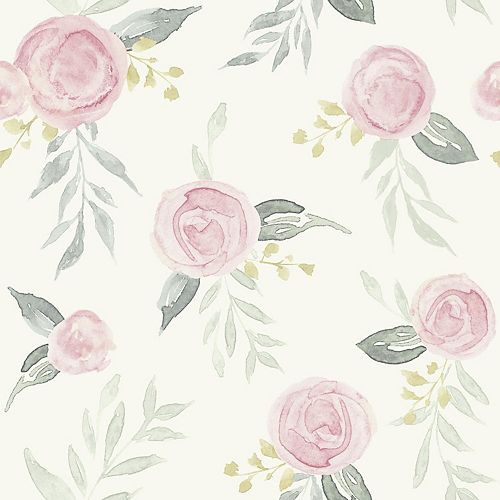 Watercolor Roses Pink Wallpaper