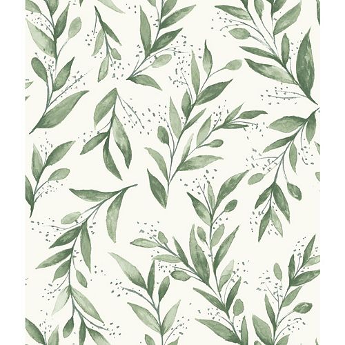 Olive Branch Green Wallpaper