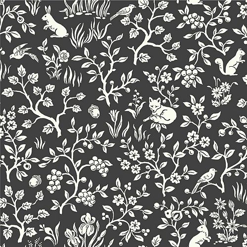 Fox & Hare Black Wallpaper