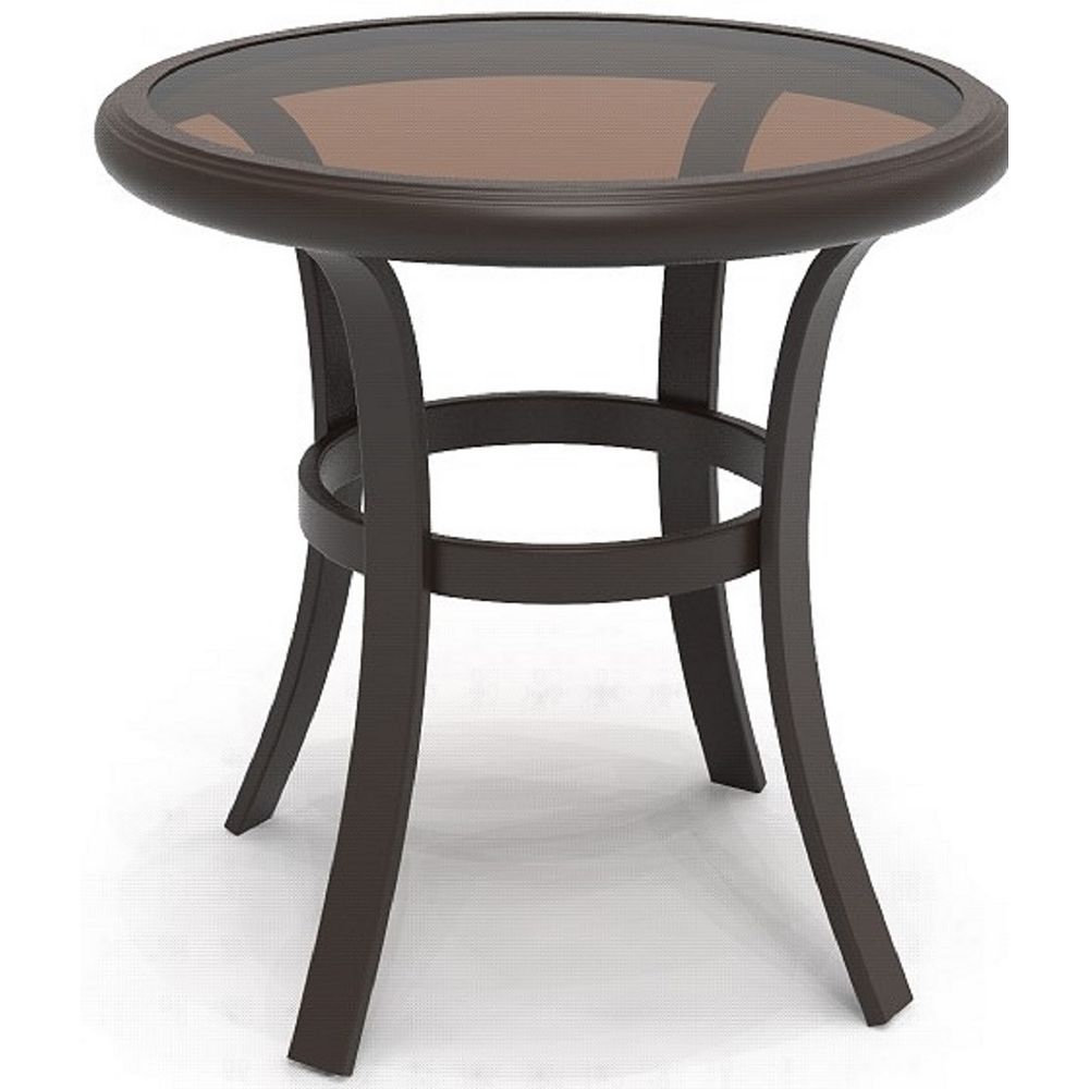 Hampton Bay Riverbrook Espresso Brown Round Steel Glass Top Outdoor