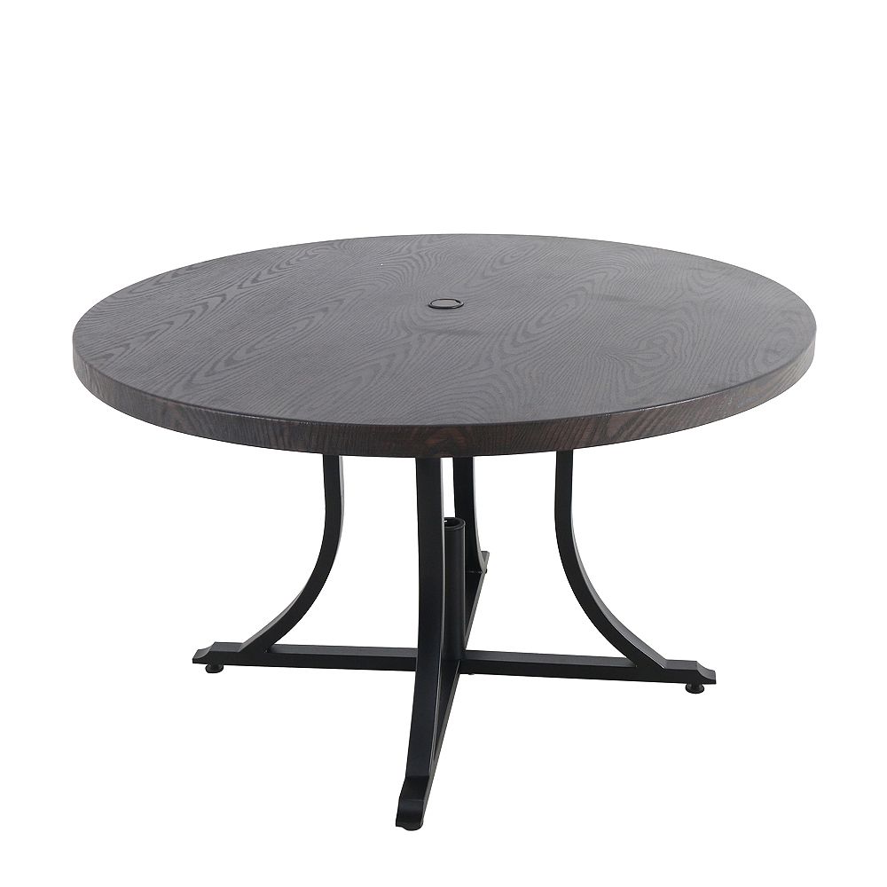 Hampton Bay Beacon Park 48 Inch Diameter Brown Round Steel Outdoor Patio Dining Table The Home Depot Canada Round Steel Outdoor Patio Dining Table, Round Outdoor Dining Table Canada