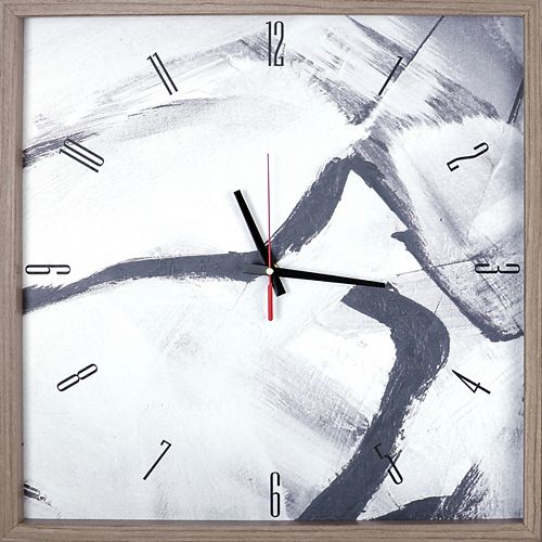 Black and Gray Abstract Print Framed Texture Decorative Silent Art Clock,  21.25X21.25