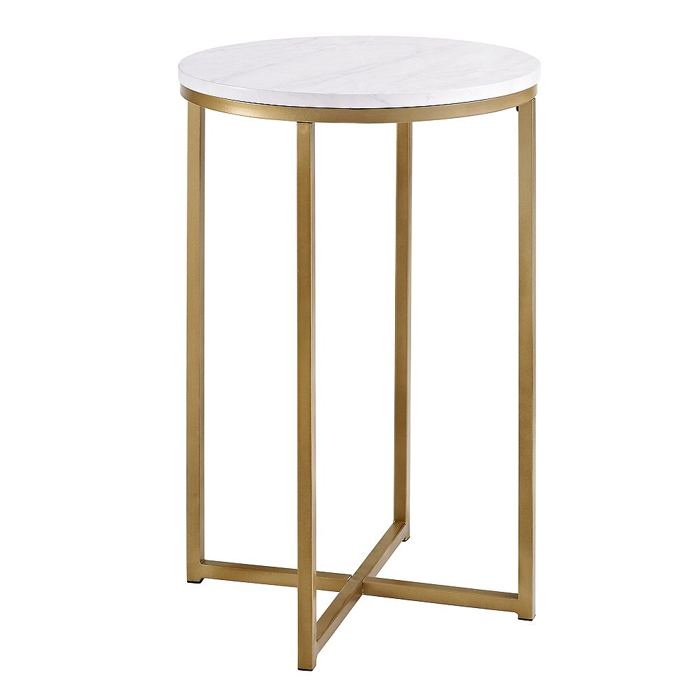 Modern Glam Square Side Table, Gold Round Side Table