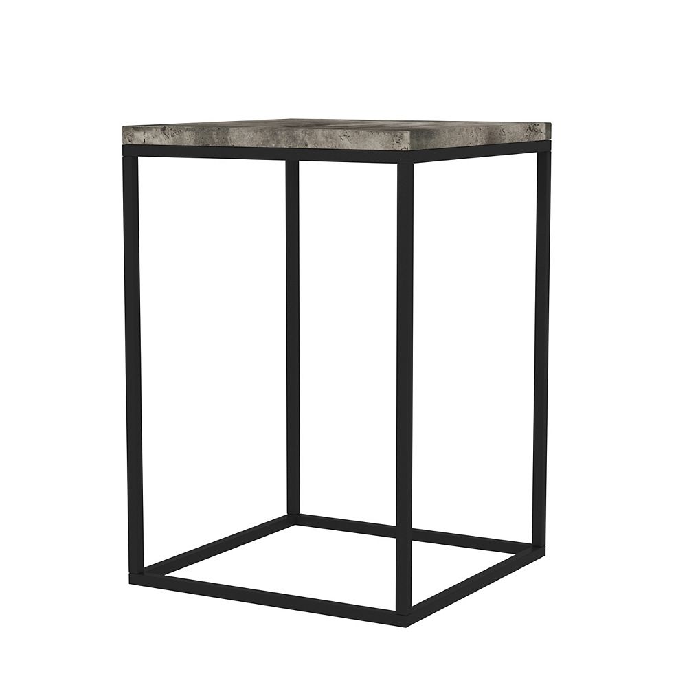 Welwick Designs Modern Transitional Open Side Table Dark Concrete The Home Depot Canada