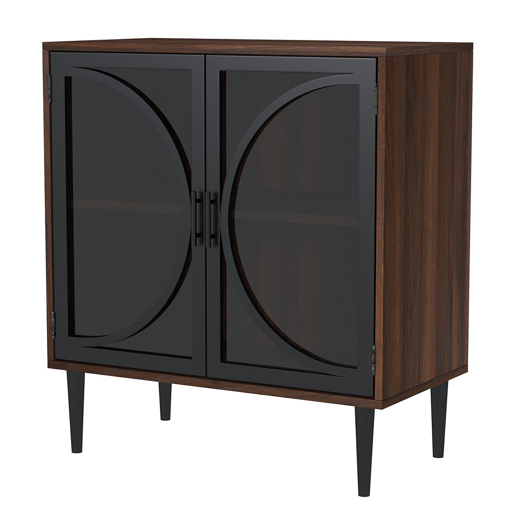 Welwick Designs Industrial Tv Stand And Storage Cabinet For Tv S Up To 32 Inch Dark Waln The Home Depot Canada