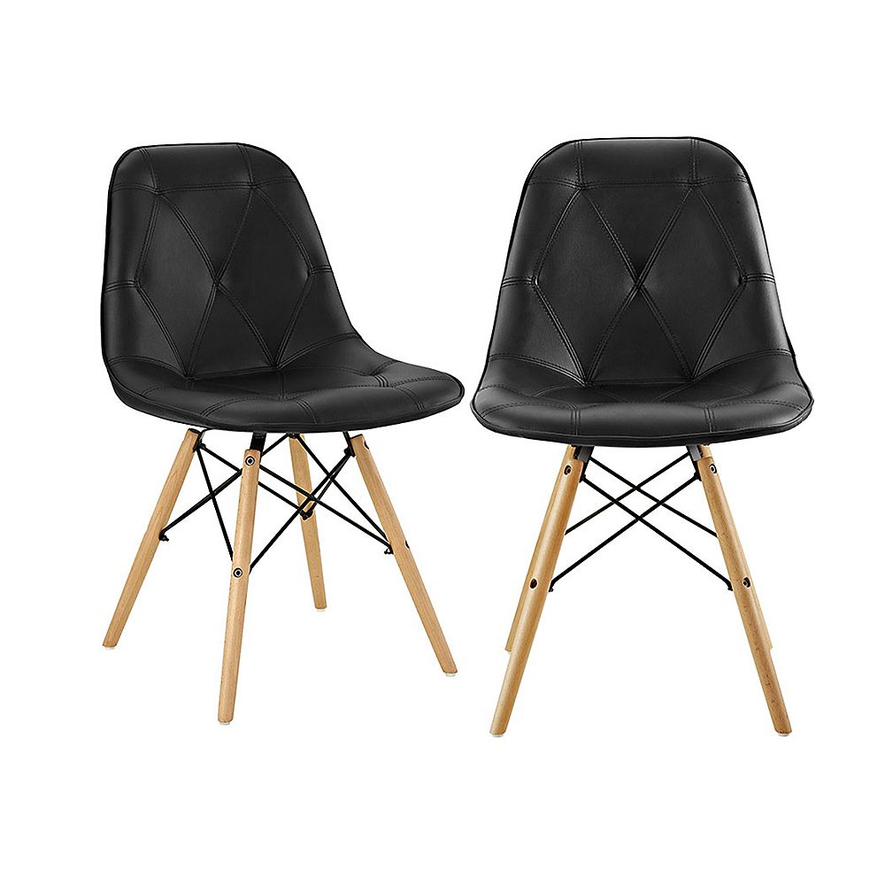 Welwick Designs Mid Century Modern Eames Dining Chairs Set Of 2 Black The Home Depot Canada
