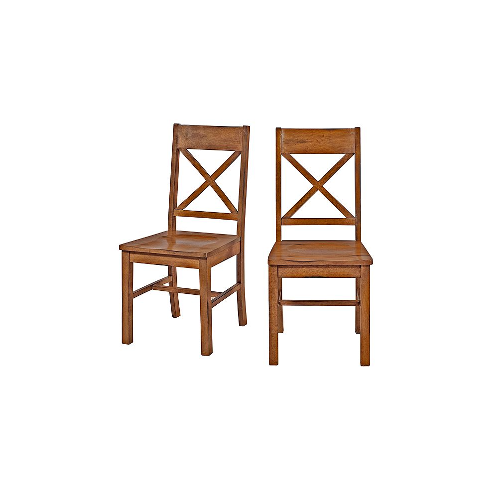 Welwick Designs Farmhouse X Back Dining Chairs Set Of 2 Antique Brown The Home Depot Canada