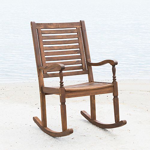 Boardwalk Dark Brown Acacia Wood Outdoor Rocking Chair