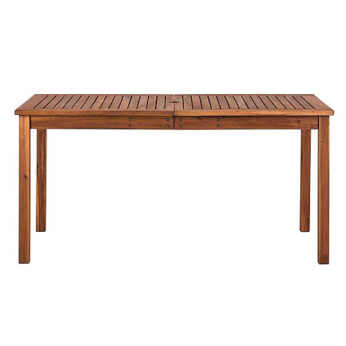 Brown Rectangle Acacia Wood Simple Outdoor Dining Table