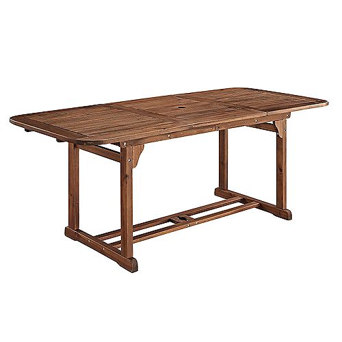 Boardwalk Dark Brown Acacia Wood Extendable Outdoor Dining Table