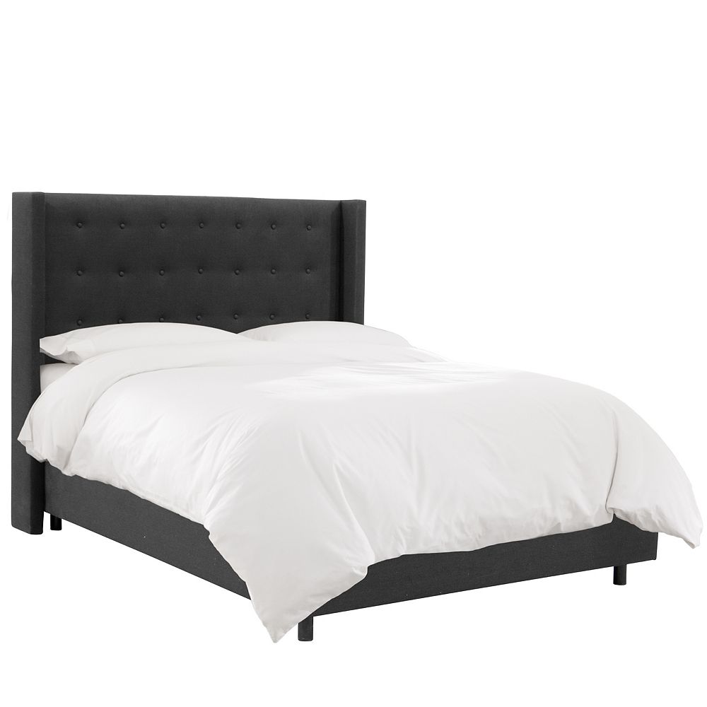 Skyline Furniture MFG Full Button Tufted Wingback Bed in Zuma Caviar
