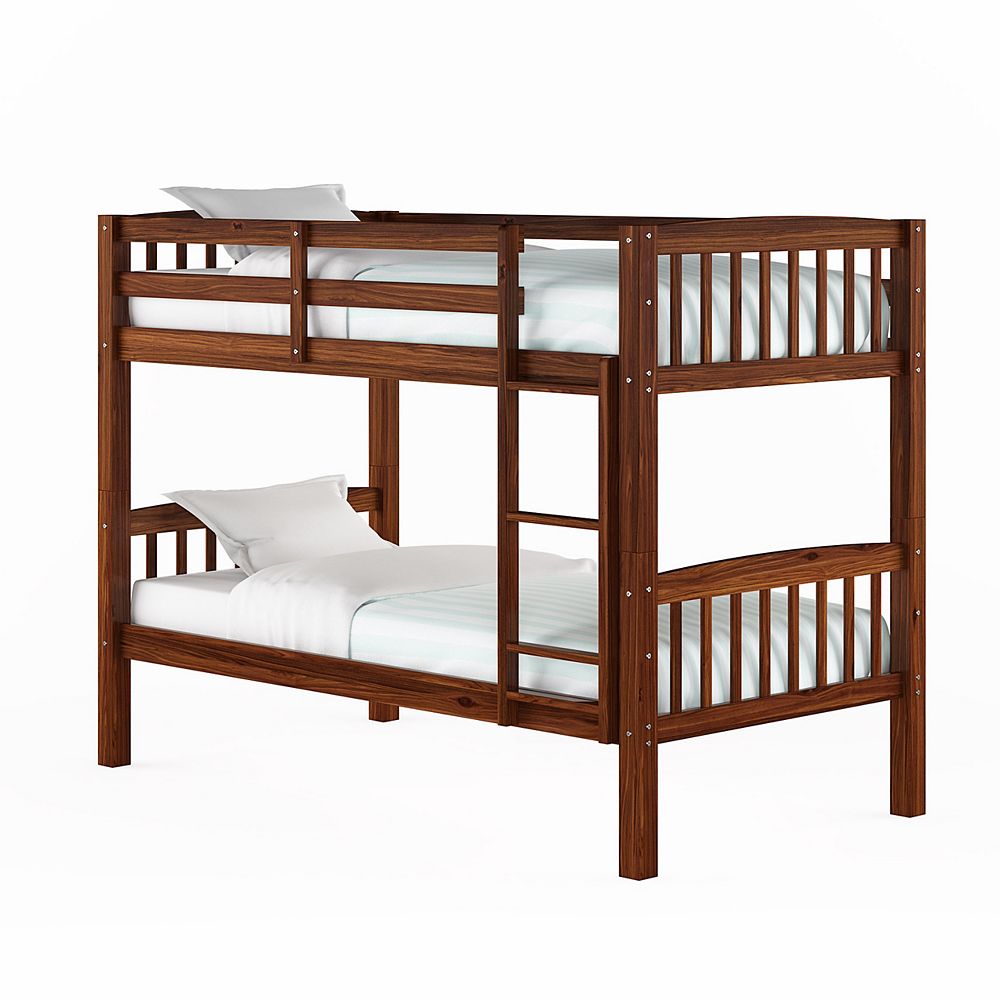 Corliving Walnut Brown Twin/Single Bunk Bed The Home Depot Canada