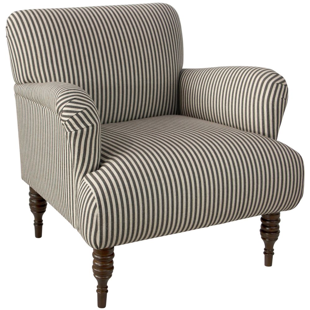 Skyline Furniture Roll Arm Chair with Turned Legs in Scout Stripe
