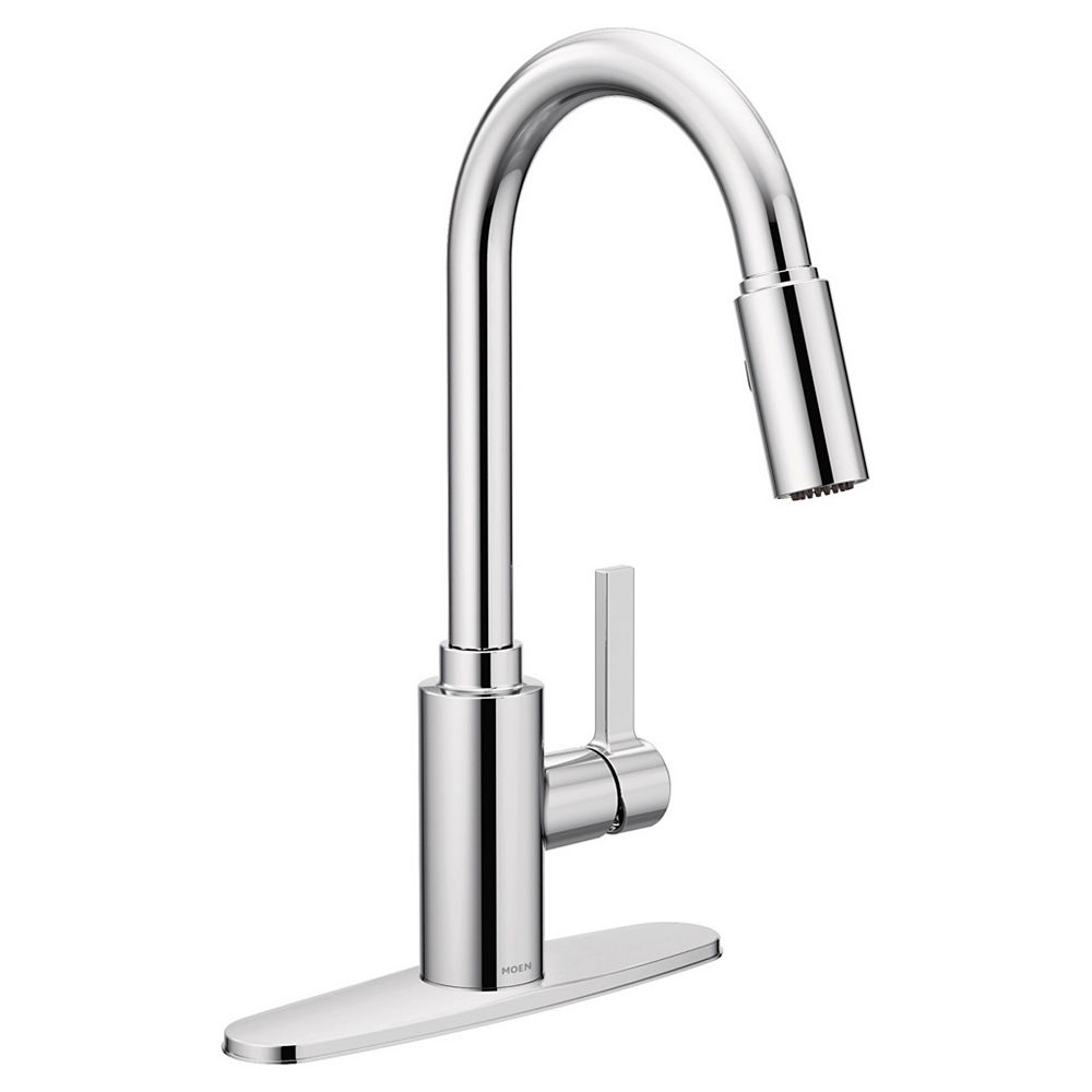 Moen Genta Single Handle Pull Down Sprayer Kitchen Faucet With Powerboost And Reflex In Ch 