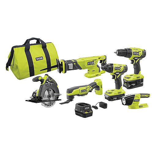 18V ONE+ Lithium-Ion Cordless 6-Tool Combo Kit with (2) Batteries, Charger, and Bag