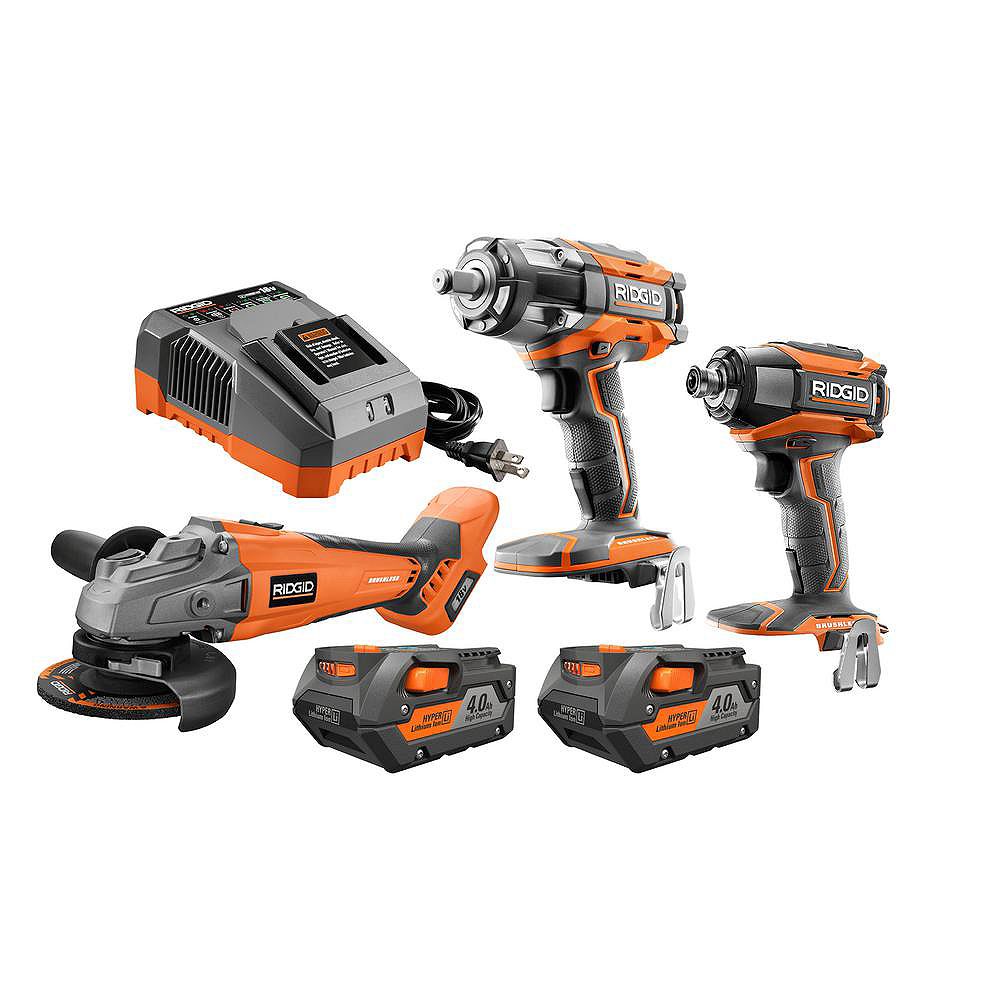 RIDGID 18V Cordless LithiumIon Brushless 3Tool Automotive Combo Kit