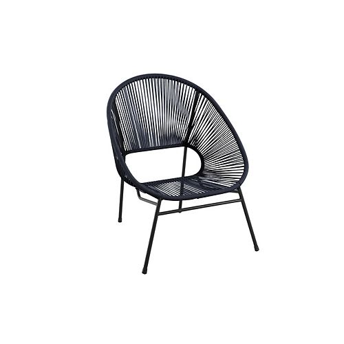 Stacking Wicker and Steel Patio Egg Chair in Black