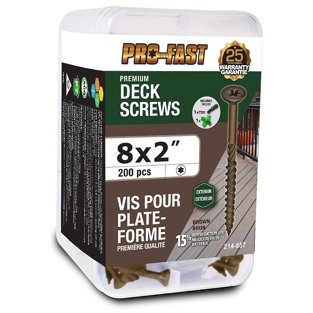 PROFAST 8 x 2inch Deck Screws in Brown 200Pcs The Home Depot Canada