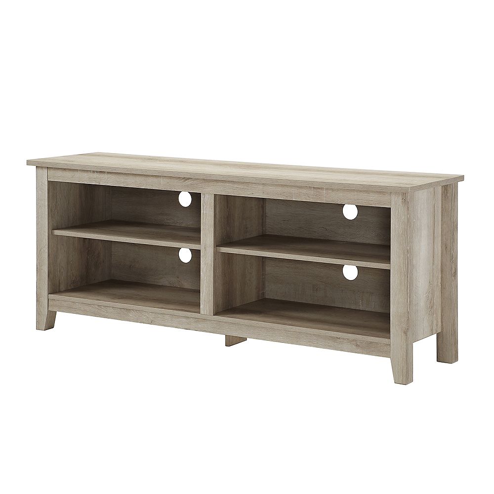Welwick Designs Minimal Farmhouse Tv Stand For Tv S Up To 64 Inch White Oak The Home Depot Canada