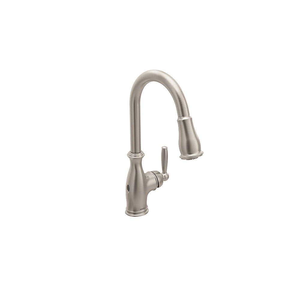 Moen Brantford 1 Handle Pull Down Sprayer Touchless Kitchen Faucet With Motionsense Wave I The Home Depot Canada