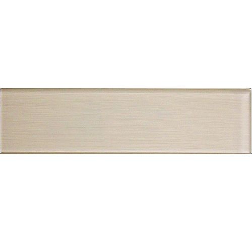 Modamo Acadia Ivory White 4-inch x 16-inch Glass Wall Tile (0.43sq.ft. / each)