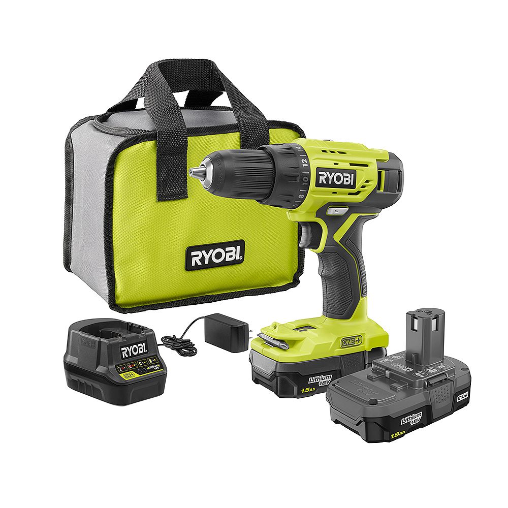 RYOBI 18V ONE+ Lithium-Ion Cordless 1/2 -inch Drill/Driver Kit with (2 ...