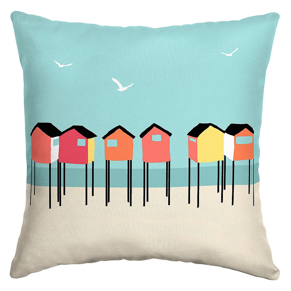 Hampton Bay Beach Hut Outdoor Throw Pillow The Home