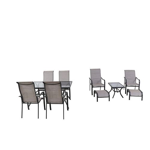 Greyhurst 10-Piece Sling Patio Dining and Chat Combination Set