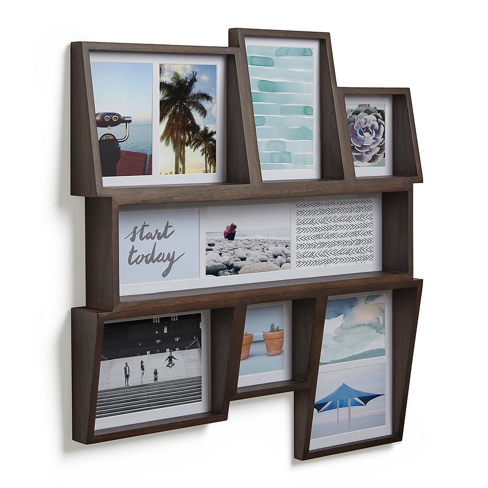 Umbra Edge Multi Wall Photo Display Aged Walnut The Home Depot Canada