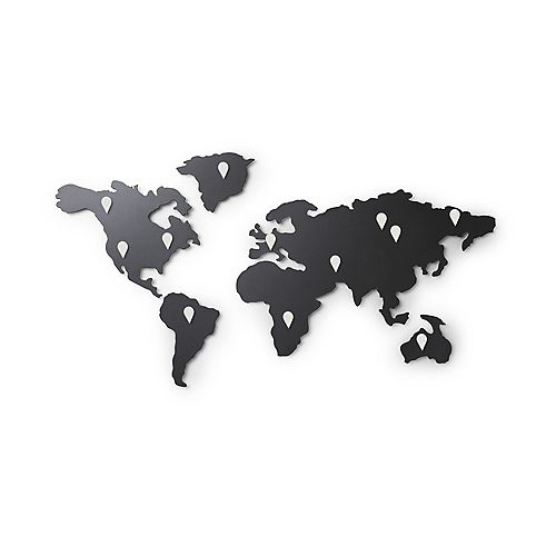 Mappit Titanium World Map Wall Feature in Black