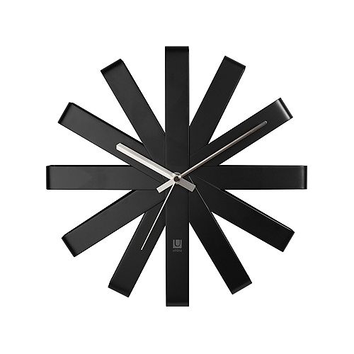 Ribbon 12-inch Wall Clock in Black