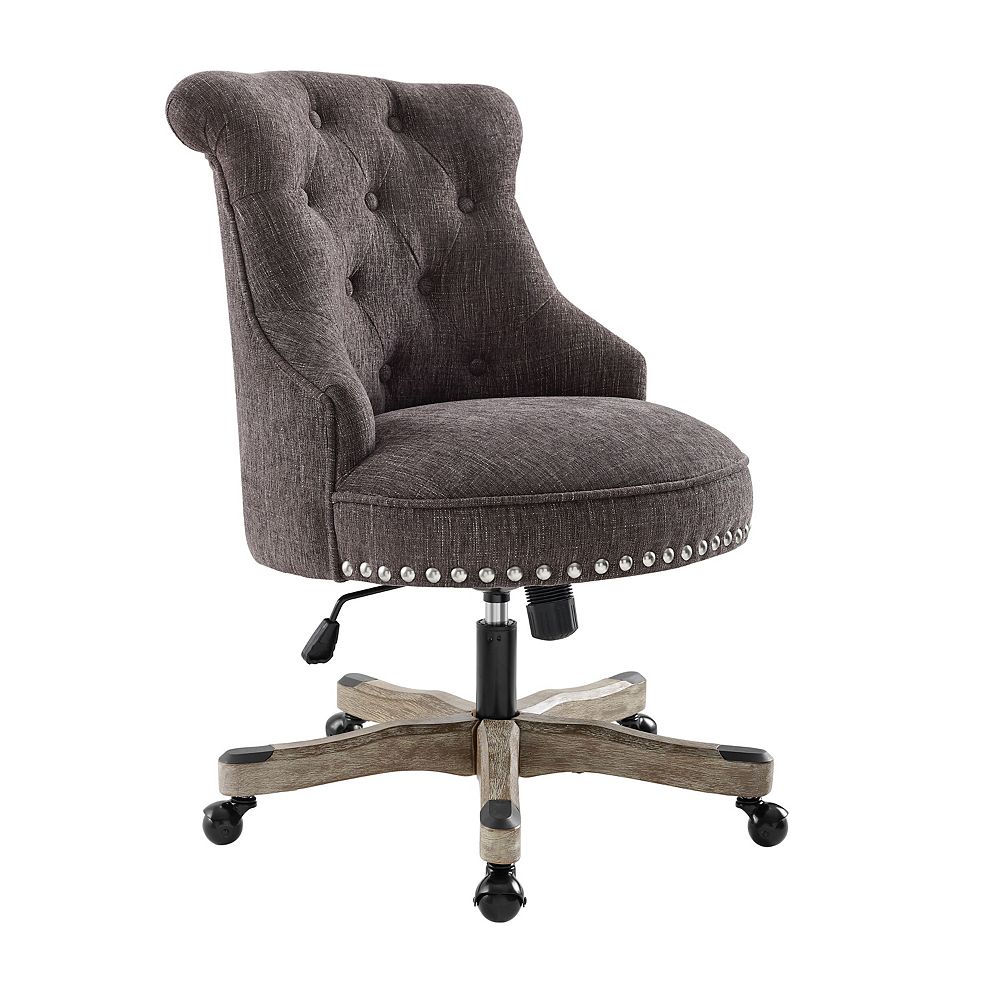 Linon Home Decor Office Chair Charcoal Gray - Washed Wood Base | The